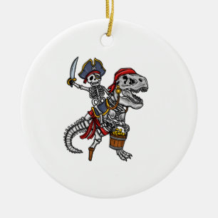 Halloween Pirate Dinosaur Skeleton Ceramic Ornament