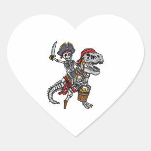 Halloween Pirate Dinosaur Skeleton Heart Sticker