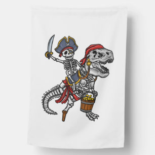 Halloween Pirate Dinosaur Skeleton House Flag