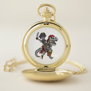Halloween Pirate Dinosaur Skeleton Pocket Watch
