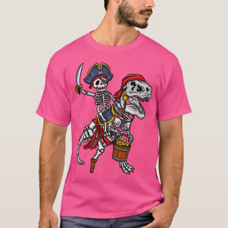 Halloween Pirate Dinosaur Skeleton T-Shirt