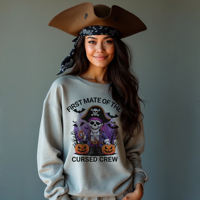 Halloween Pirate First Mate of the Cursed Crew Sweatshirt (Creator Uploaded)