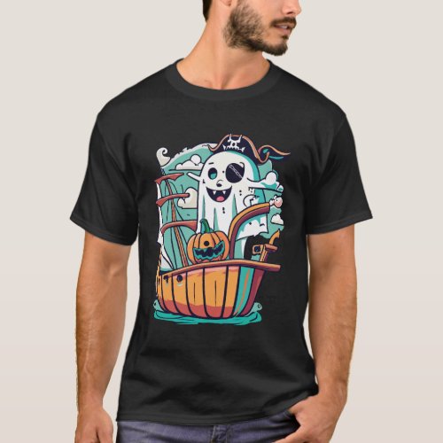 Halloween pirate ghost in the ship T_Shirt