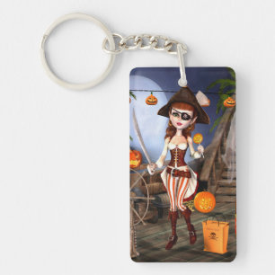 Halloween Pirate Girl Acrylic Custom Keychain