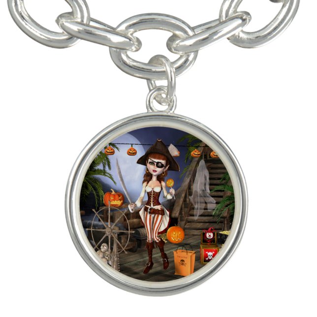 Halloween Pirate Girl Charm Bracelet (Design)