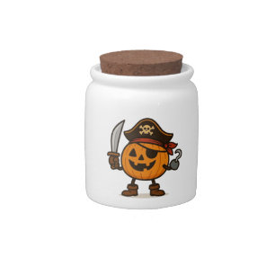 Halloween pirate Jack-o-Lantern Candy Jar