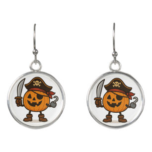 Halloween pirate Jack-o-Lantern Earrings