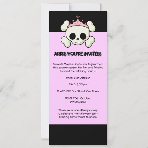 Halloween Pirate Princess Invitation