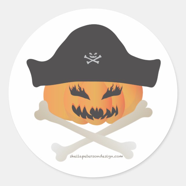 Halloween Pirate Pumpkin Sticker (Front)