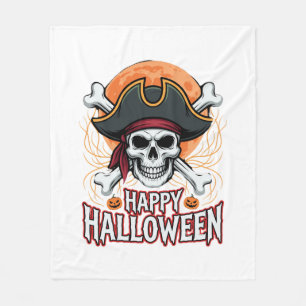 Halloween Pirate Skull Crossbones Vector Graphic Fleece Blanket