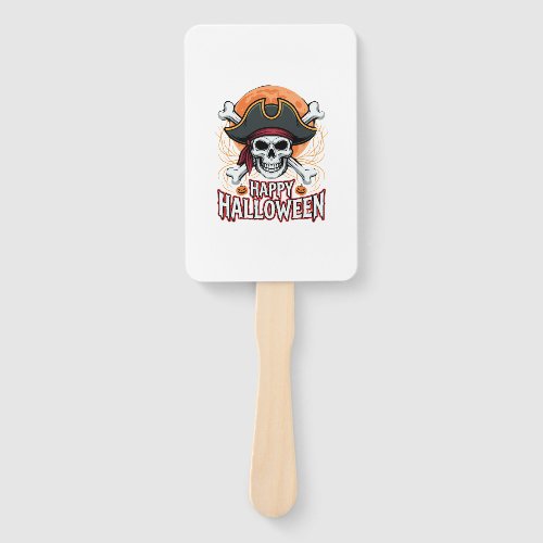 Halloween Pirate Skull Crossbones Vector Graphic Hand Fan