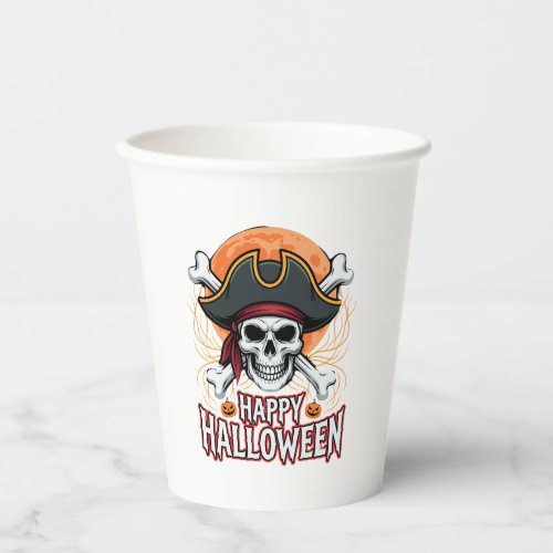 Halloween Pirate Skull Crossbones Vector Graphic Paper Cups