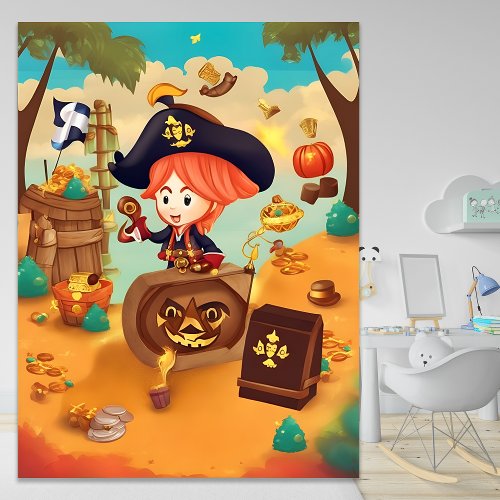 Halloween Pirate Treasure Hunt AI Generative  Poster