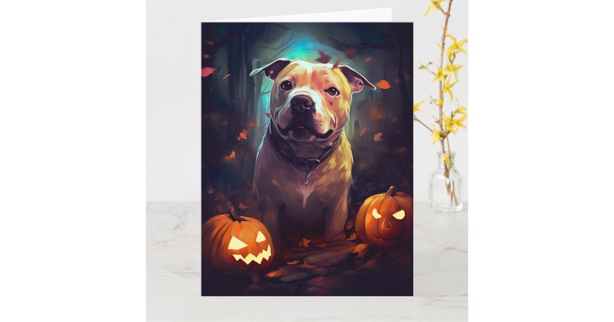 Pitbull in Halloween Pumpkin Magnet