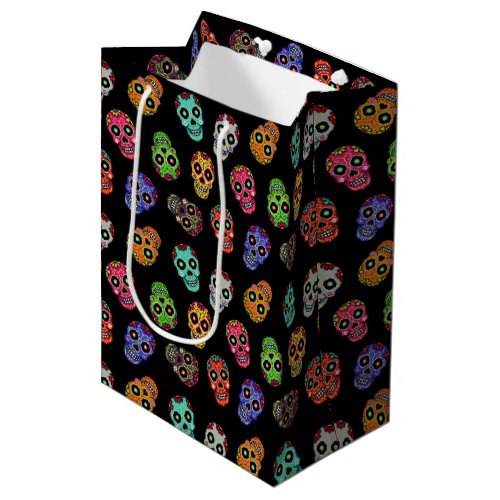Halloween pixel art colorful sugars skulls  medium gift bag