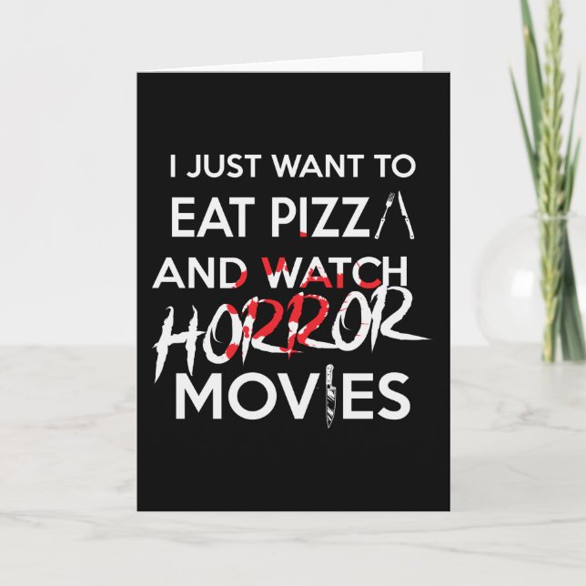 Halloween Pizza Funny Horror Movie Card (Front)