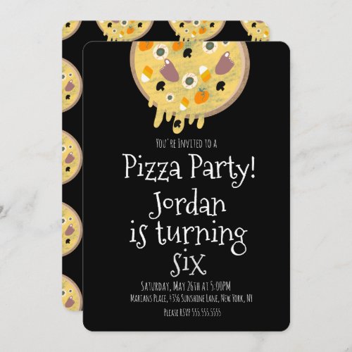 Halloween Pizza Party Gross Toppings Birthday Invitation