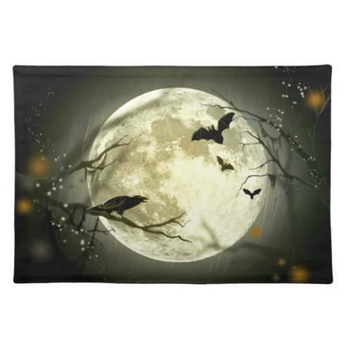 Halloween Placemat _ Full Moon Bats  Raven