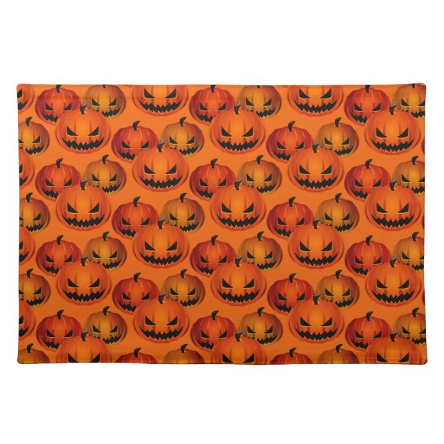 Halloween Placemat-Scary Pumpkins Cloth Placemat (Front)