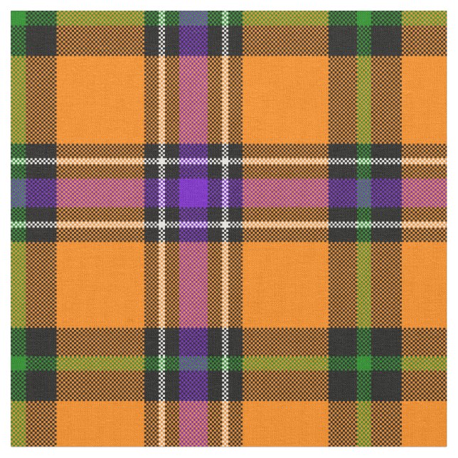Halloween Plaid Fabric (Close Up)