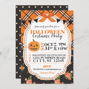 Halloween Plaid & Floral Invite