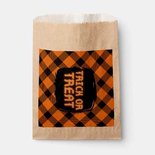 Halloween Plaid Pattern Favor Bag (Front)
