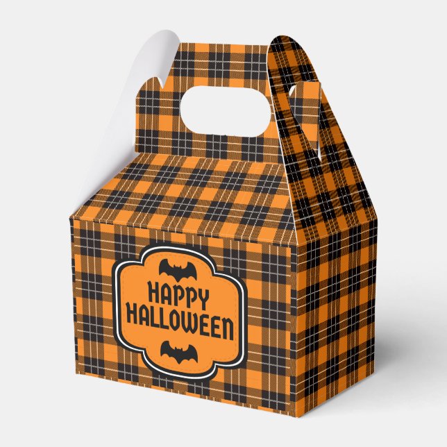 Halloween Plaid Pattern Favor Boxes (Front Side)