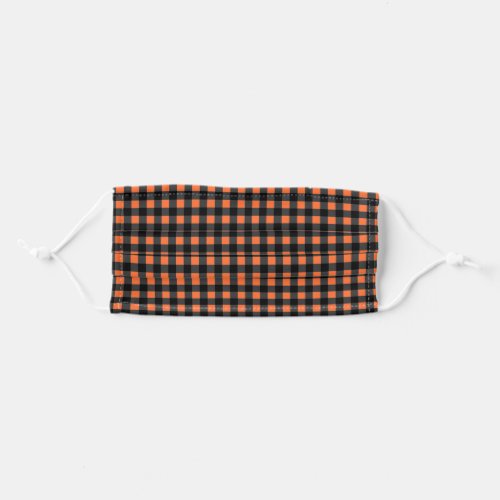 Halloween Plaid Pattern in Black and Orange Adult Cloth Face Mask