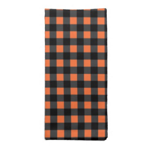 Halloween Plaid Pattern in Black and Orange Cloth Napkin