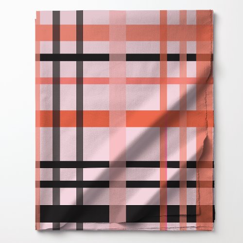 Halloween Plaid Pink and Orange Pattern Fabric