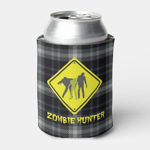 Halloween Plaid Zombie Hunter Can Cooler