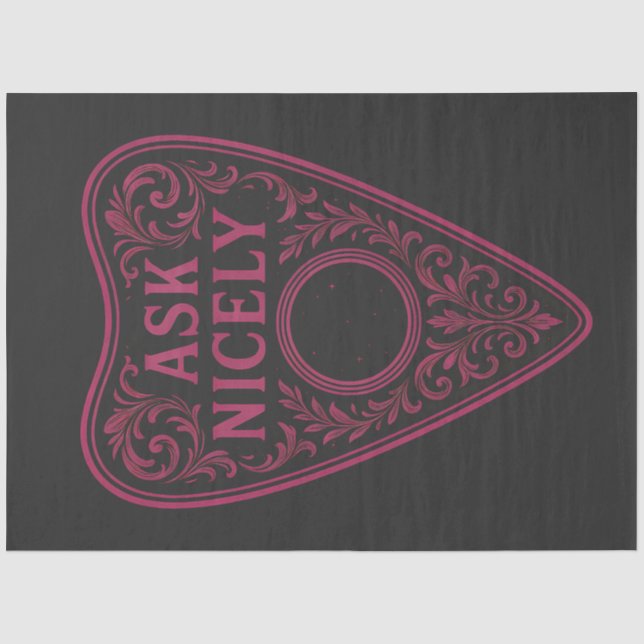Halloween Planchette “Ask Nicely” Gothic Decoupage Tissue Paper (Front)