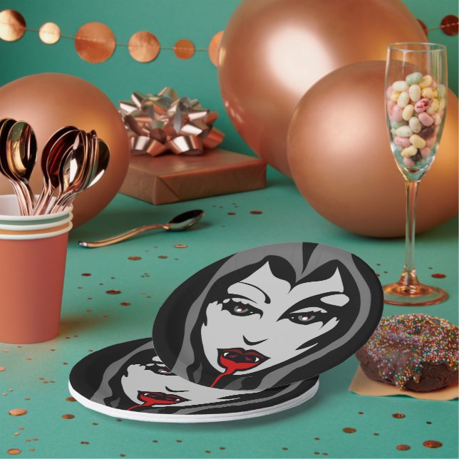 Halloween Plates Festive Vampire Paper Plates (Multi)