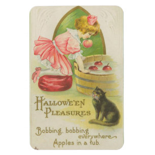Hallowe'en Pleasures Bobbing for Apples Vintage Magnet