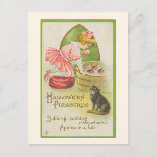 Halloween Pleasures Bobbing for Apples Vintage Postcard