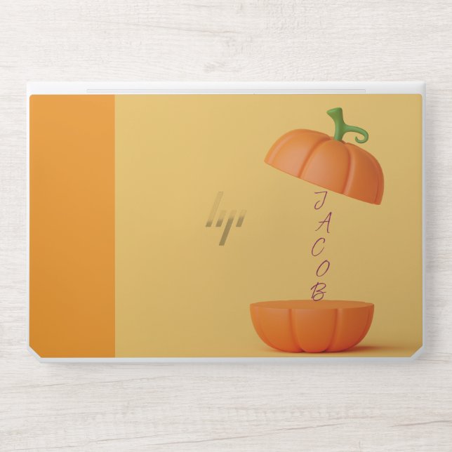 Halloween podium with Halloween pumpkins name HP Laptop Skin (Front)
