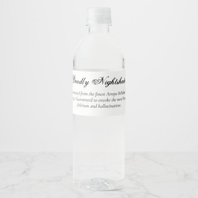 Halloween Poison Deadly Nightshade Water Bottle Label (Front)