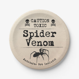 Halloween Poison Spider Venom Skull and Bones Paper Plates