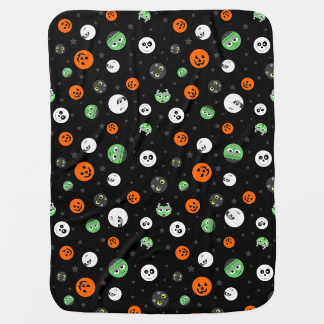 Halloween Polka Dot Faces Baby Blanket (Front)