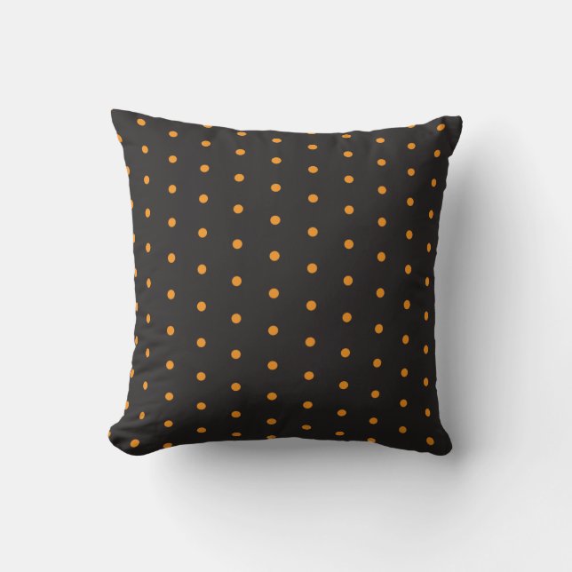 Halloween Polka dots black and orange Throw Pillow (Front)