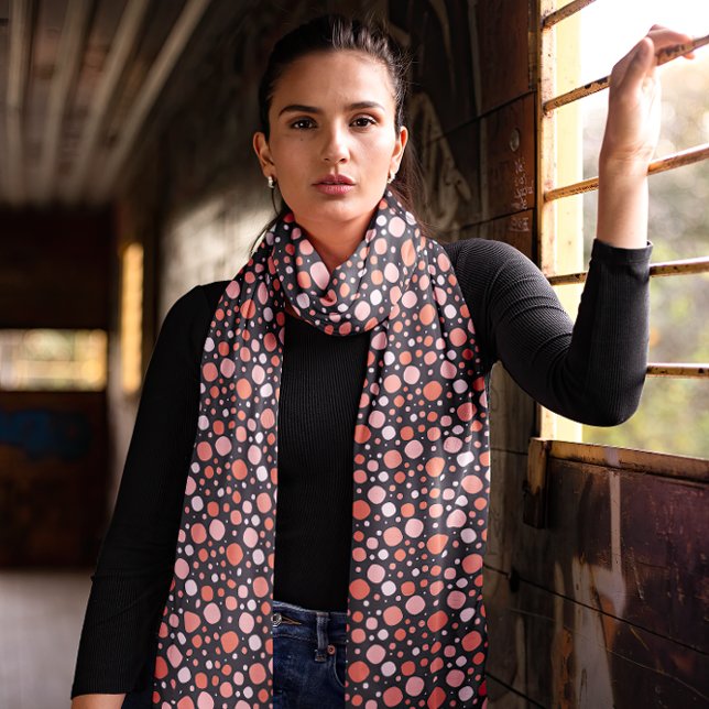 Halloween Polka Dots Black Orange Pattern Scarf (Creator Uploaded)