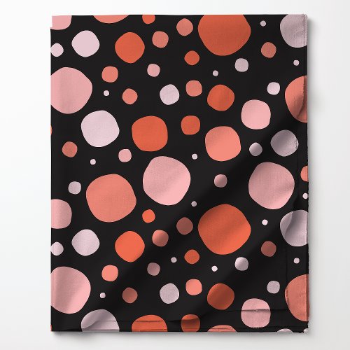 Halloween Polka Dots On Black Pattern Fabric