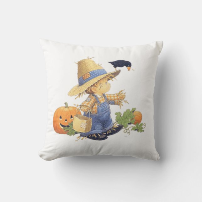 Halloween Polyester Throw Pillow/Scarecrow Boy Pillow (Front)