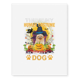 Halloween Pomeranian Bats, Witch And Pumpkins Temporary Tattoos