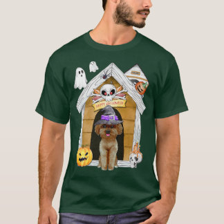 Halloween Poodle Dog Witch Haunted House  T-Shirt