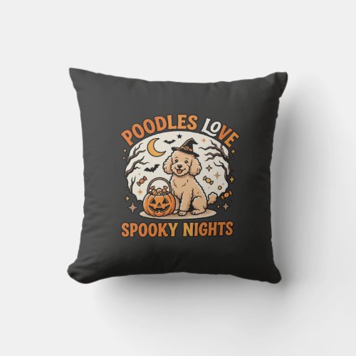 Halloween Poodle Spooky Season Throw Pillow