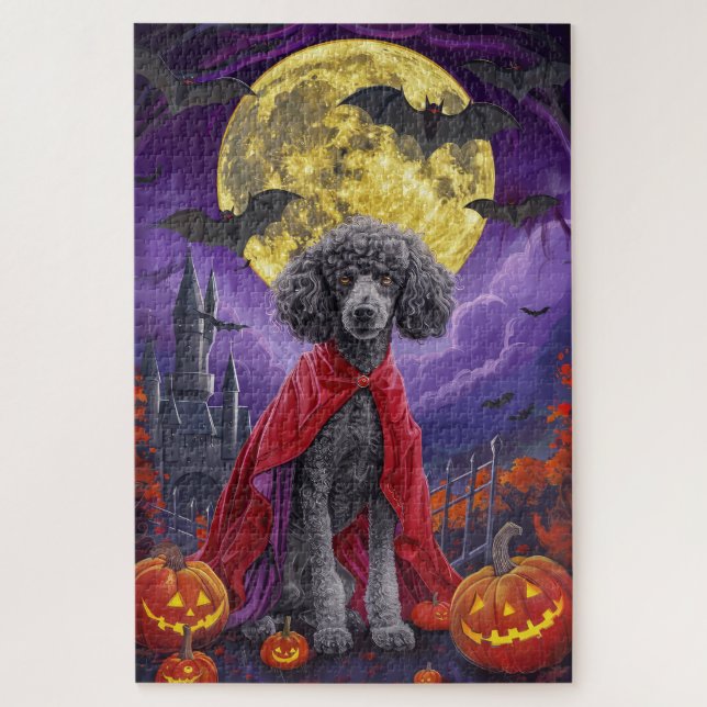 Halloween Poodle Vampire Pumpkins Scary Jigsaw Puzzle (Vertical)