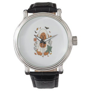 Halloween Poodle with Fall Flowers Watch