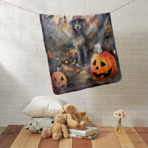  Halloween Poodle With Pumpkins Scary Baby Blanket