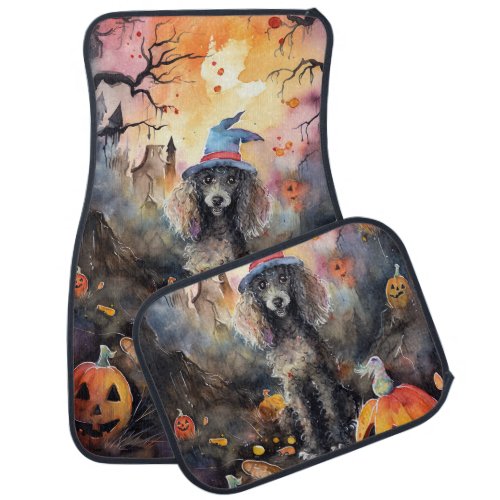  Halloween Poodle With Pumpkins Scary Car Floor Mat